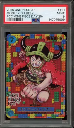 One Piece CCG Monkey.D.Luffy OP Day '25 Japanese P-110 PSA 10 Gem Mint - Image 1