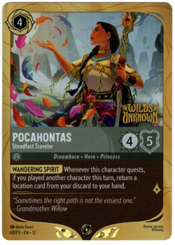 Lorcana Wilds Unknown Prerelease Gold Holo Stamped PROMO Pocahontas English NM - Image 1