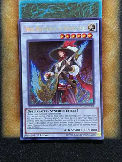 Yugioh Virgil, Rock Star Of The Burning Abyss NECH-EN085 Secret Rare 1st Ed NM - Image 1