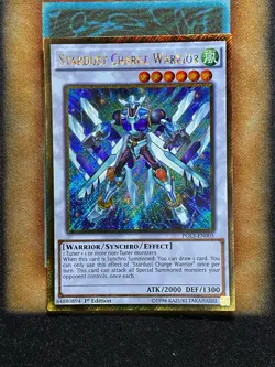 Yugioh Stardust Charge Warrior PGL3-EN005 Gold Secret Rare 1st Ed LP - Image 1