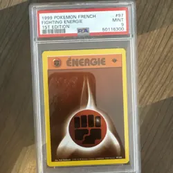 1999 French 1st Edition Pokemon - Fighting Energie card PSA grade 9 - Image 1