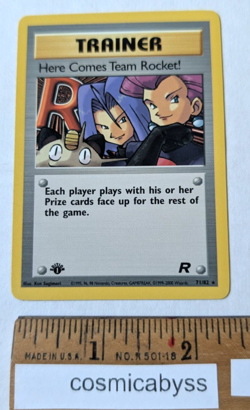 Trainer Here comes the Rocket! Pokemon 1st Edition card 71/82 WOTC 2000 NM - Image 1