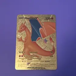 Charizard V Gold Foil Fan Art Vinyl Textured Collector Pokemon Card Orange Wing - Image 1