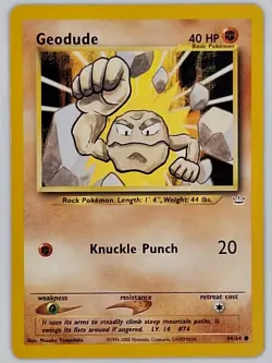 Geodude Vintage Pokemon Neo Revelation TCG Card 44/64 LP - Image 1