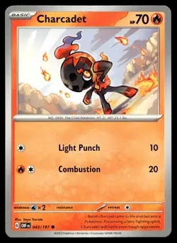 Charcadet 43/197 Pokemon Card Obsidian Flames ommon 70 HP Near Mint F17 - Image 1