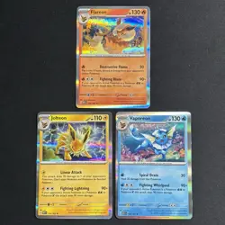 Pokemon 151 Flareon, Vaporeon, Jolteon - Eeveelutions 3 Card Holo Lot NM - Image 1