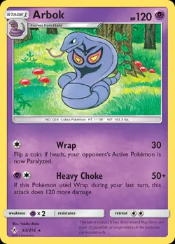 Arbok 63/214 Rare | Unbroken Bonds | Pokemon Card - Image 1