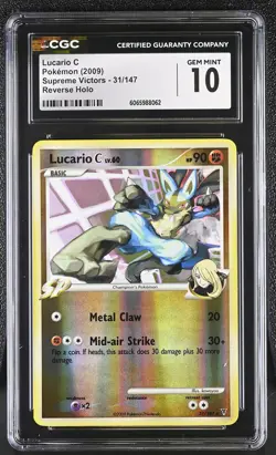 CGC 10 Lucario C 31/147 Reverse Holo Supreme Victors Pokemon Card - Image 1