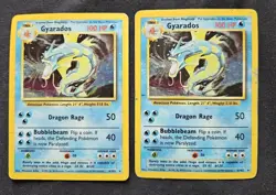 2 X Gyarados 1999 Original Rare Holographic Pokemon Card #6/102 vintage - Image 1