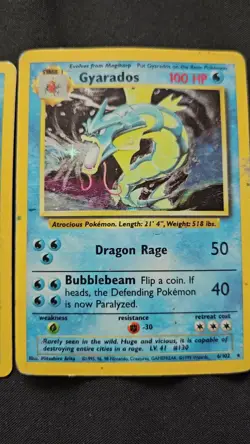 2 X Gyarados 1999 Original Rare Holographic Pokemon Card #6/102 vintage - Image 2
