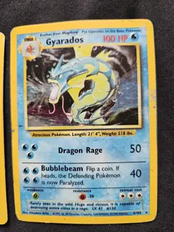 2 X Gyarados 1999 Original Rare Holographic Pokemon Card #6/102 vintage - Image 3