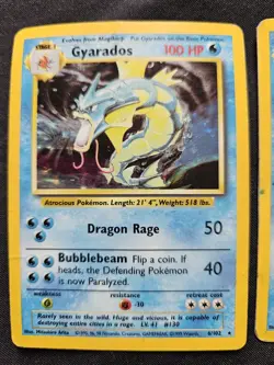 2 X Gyarados 1999 Original Rare Holographic Pokemon Card #6/102 vintage - Image 4