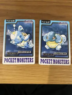 Pokemon Carddass Card Squirtle Wartortle File #7 #8 Bandai Pocket Monsters 1997 - Image 1