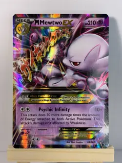 Pokemon M Mega Mewtwo EX Ultra Rare Holo TCG Card 64/162 XY Breakthrough - Image 1