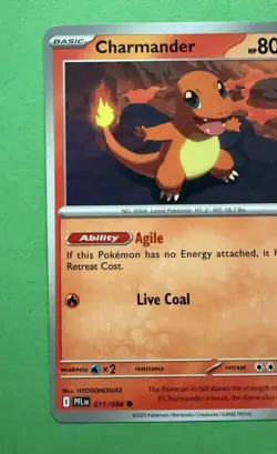 Charmander 011/094 Phantasmal Flames Regular Pokemon Card Off-Center/ MiscutU! - Image 2
