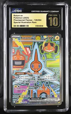 CGC Pristine 10 Rotom ex 126/094 SIR Phantasmal Flames Pokemon Card - Image 1