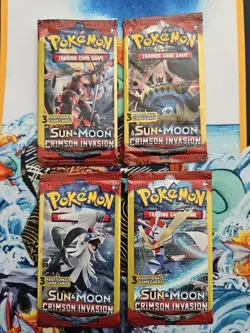 Pokemon Crimson Invasion 3 Card Mini Booster Packs Complete Art Set Lot of 4 - Image 1