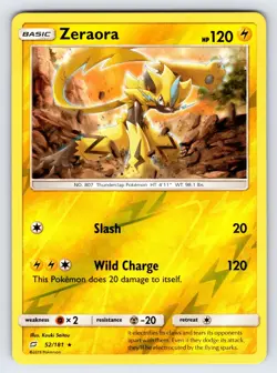 Zeraora 52/181 2019 S&M Team Up Pokemon Card TCG Nintendo Reverse Holo Rare - Nm - Image 1