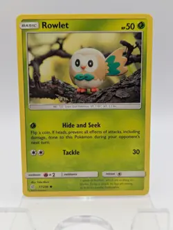 Rowlet 17/236 Common Cosmic Eclipse Yuki Mori Pokemon NM - Image 1