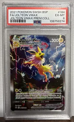 2021 POKEMON SWSH BLACK STAR PROMO #184 FULL ART/JOLTEON VMAX PSA 6 - Image 1