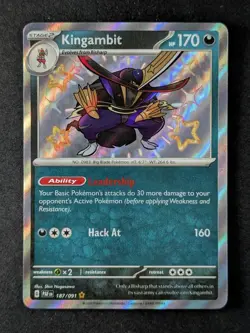 2024 Pokemon KINGAMBIT #187/091 Scarlet & Violet Paldean Fates Holo Rare English - Image 1