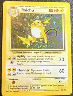 Raichu 14/102 Pokemon Base Set Holo Rare 1999 Vintage Hologram Card WOTC✨💎💯✨ - Image 1