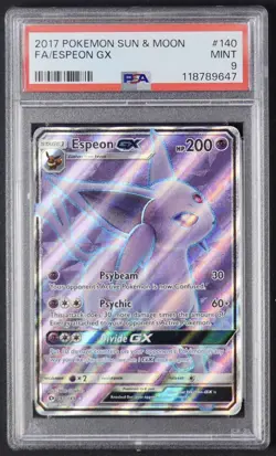 Pokemon Espeon GX 140/149 PSA 9 Full Art Sun & Moon Base 2017 - Image 1