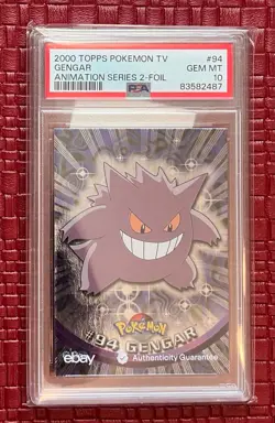 2000 Topps Pokemon #94 Gengar Silver Foil Series 2 PSA 10 GEM MINT (POP 40) - Image 1