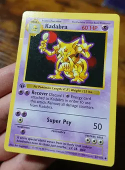 Kadabra 32/102 1st Edition Base Set Shadowless Uncommon Pokemon Card PL Creased - Image 3