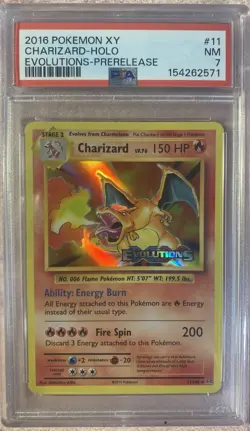 2016 Pokemon Xy Charizard #11 Prerelease PSA 7 - Image 1
