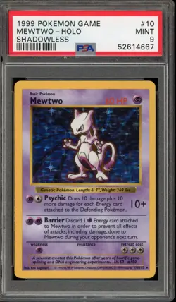 Pokemon Mewtwo Base Set Shadowless Holo Rare #10 PSA 9 Mint - Image 1