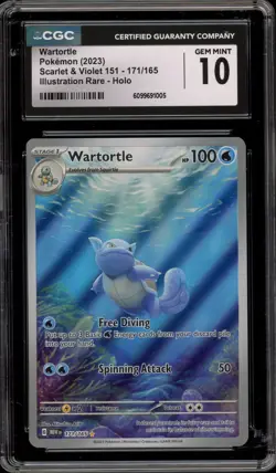 Pokemon Wartortle 151 MEW EN Illustration Rare #171 CGC 10 Gem Mint - Image 1