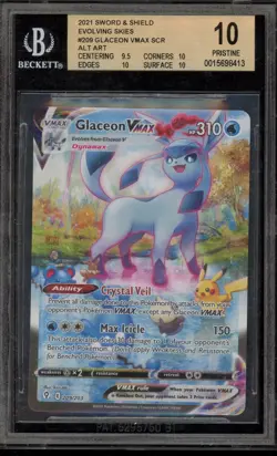 Pokemon Glaceon VMAX Evolving Skies Secret Rare Full Alt Art #209 BGS 10 - Image 1