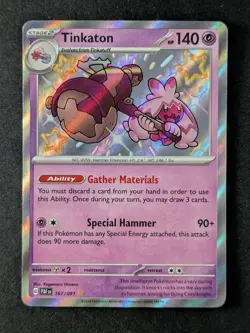 2024 Pokemon TINKATON #167/091 Scarlet & Violet Paldean Fates Holo English - Image 1