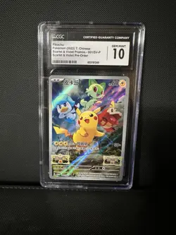 CGC 10 GEM MINT Pikachu 001/SV-P Promo Pokemon Card Chinese Scarlet & Violet - Image 1
