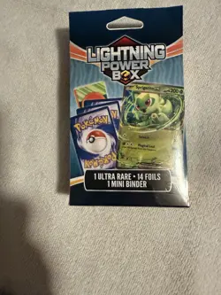 Pokemon Lightning Power Box, 1 Ultra Rare, 14 Foils, And 1 Mini Binder - NEW - Image 1