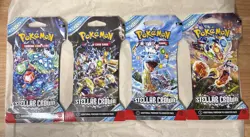 Pokemon TCG Stellar Crown Sleeved Booster Pack Art Set 4 Packs Sealed Pokemon - Image 1