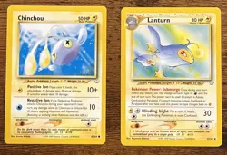 Pokemon Card Lot Of 2 Chinchou 42/64 And Lanturn 32/64 LP - Image 1