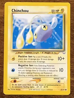 Pokemon Card Lot Of 2 Chinchou 42/64 And Lanturn 32/64 LP - Image 3