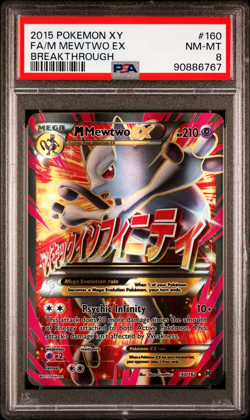 PSA 8 NM-Mint M Mewtwo EX 160/162 (Breakthrough) Full Art Pokemon Card - Image 1