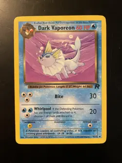 NM(Unlimited) Pokemon DARK VAPOREON Card TEAM ROCKET Set 45/82 Non-Holo Uncommon - Image 1