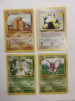 NM-LP Snorlax Beedrill Venomoth Dugtrio - Base Set 2 Pokemon Cards - Image 1