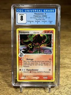 CGC 8 Rayquaza Reverse Holo 26/110 EX Holon Phantoms Pokemon Card - Image 1