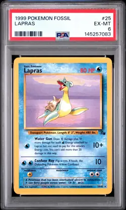 1999 POKEMON FOSSIL #25 LAPRAS PSA 6 - Image 1