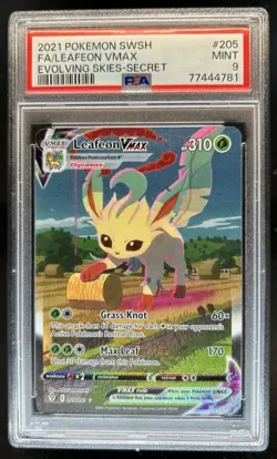 2021 Pokemon SWSH Evolving Skies Leafeon VMAX #205/203 PSA 9 - Image 1