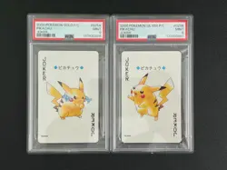 2000 Pokemon Pikachu Poker Playing Cards Joker Gold 025A & Silver 025B PSA 9 - Image 1