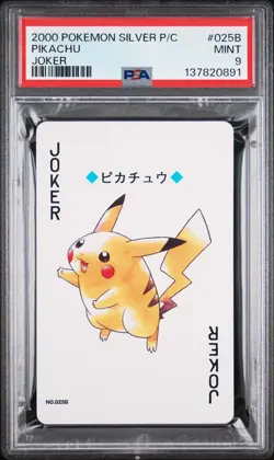 2000 Pokemon Pikachu Poker Playing Cards Joker Gold 025A & Silver 025B PSA 9 - Image 5