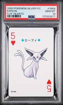2000 POKEMON SILVER VERSION PLAYING CARDS 5 OF HEARTS #196A ESPEON PSA 10 - Image 1