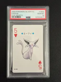 2000 POKEMON SILVER VERSION PLAYING CARDS 5 OF HEARTS #196A ESPEON PSA 10 - Image 3