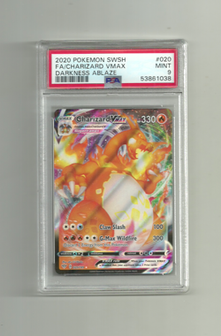 2020 POKEMON SWSH Darkness Ablaze Charizard Full Art Vmax #020 PSA 9 MINT - Image 1